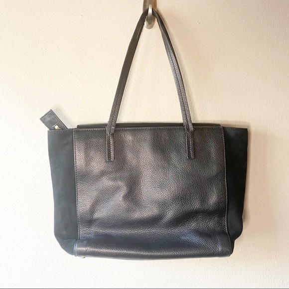 KATE SPADE Black Leather Suede Tote Purse - Picture 5 of 14